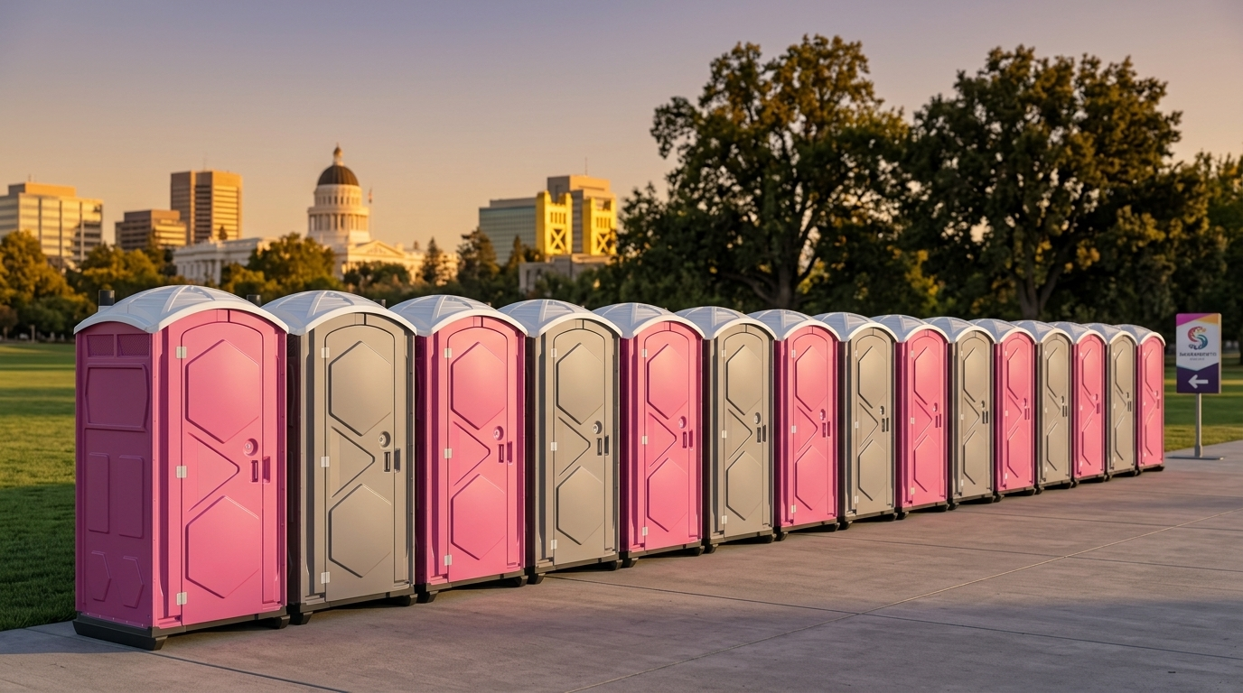DeCelle's Premiere Portable Services Alternating Pink and Gray Fleet Lineup